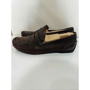 GEOX Respira Brown Leather Men's Slip On Penny Loafers Size 10